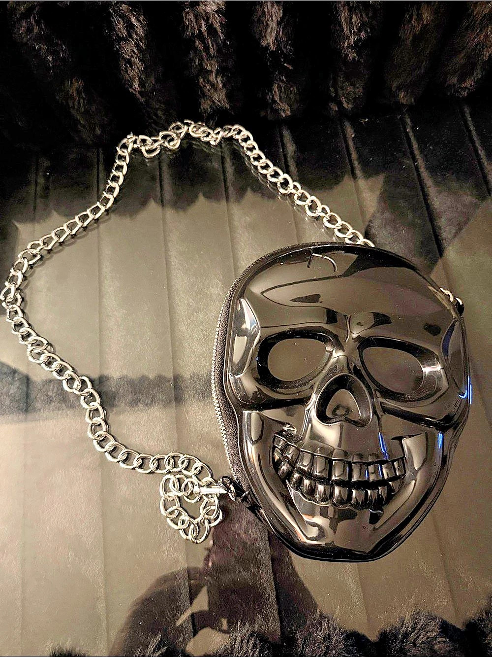 Black & Silver Skull Chain Face Mask